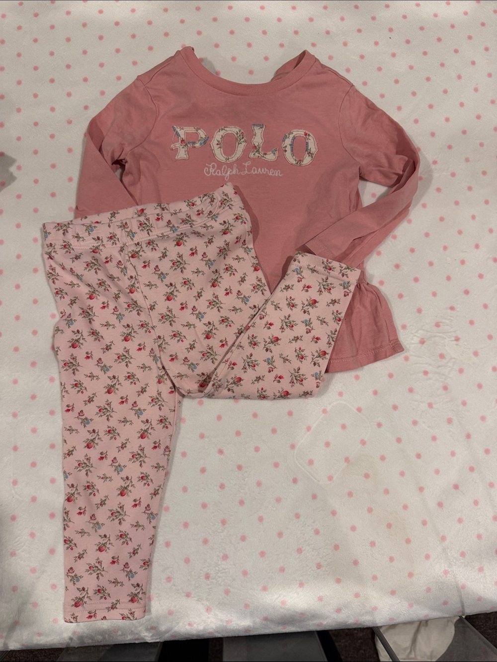 Polo by Ralph Lauren Dusty Pink Floral Top & Pants Pajama Set